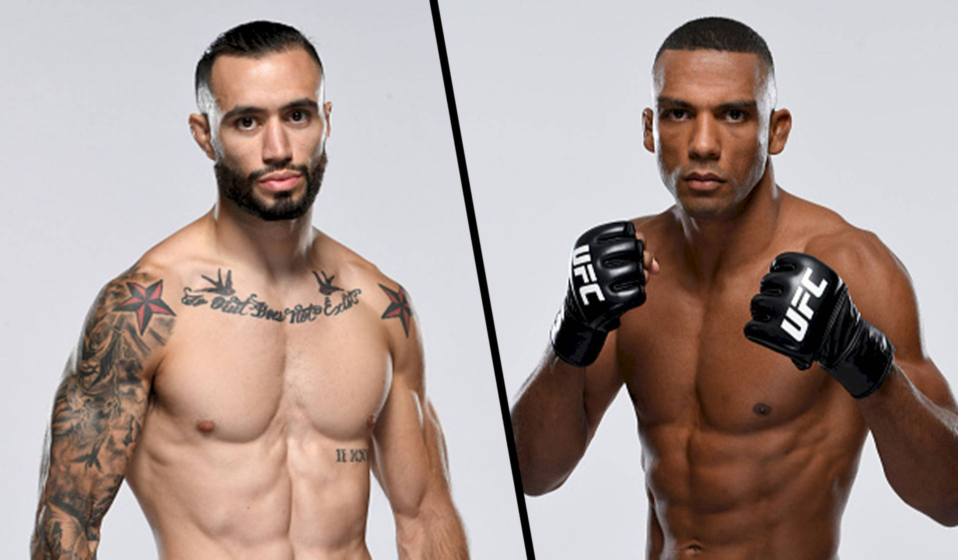 Dynamic Action Between Mma Fighters Shane Burgos And Edson Barboza Background