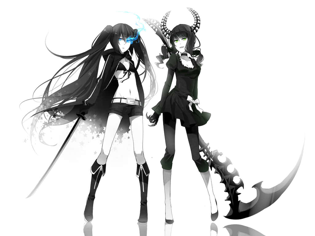 Dynamic Anime Black & White Duo Background