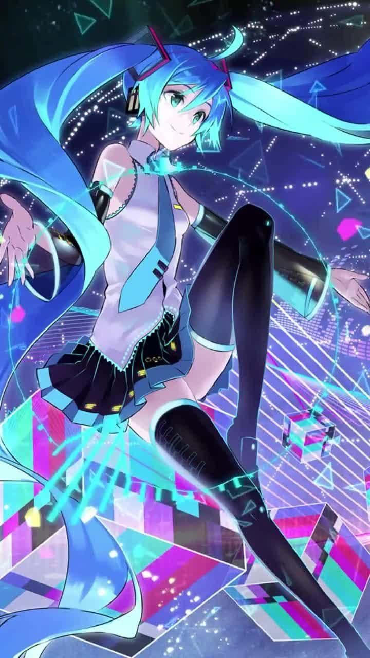 Dynamic Anime Hatsune Miku Cyborg Girl Background