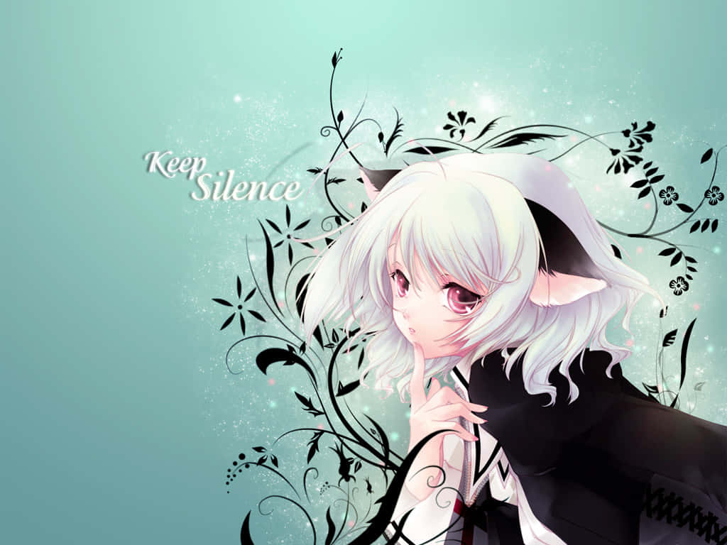 Dynamic Anime Neko Girl Keep Silence Background