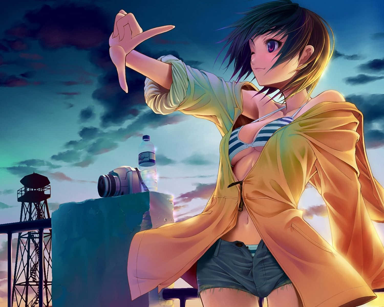Dynamic Anime Summer Girl Background
