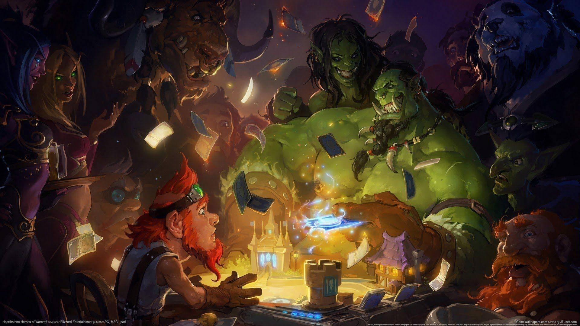 Dynamic Battle Scene From Hearthstone: Heroes Of Warcraft Game In 2560 X 1440 Resolution Background