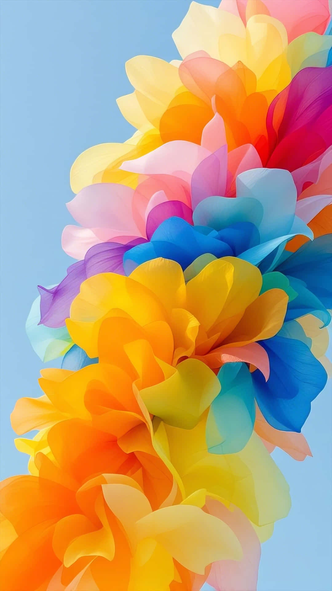 Dynamic Cascade Of Airy Translucent Color Shapes Background