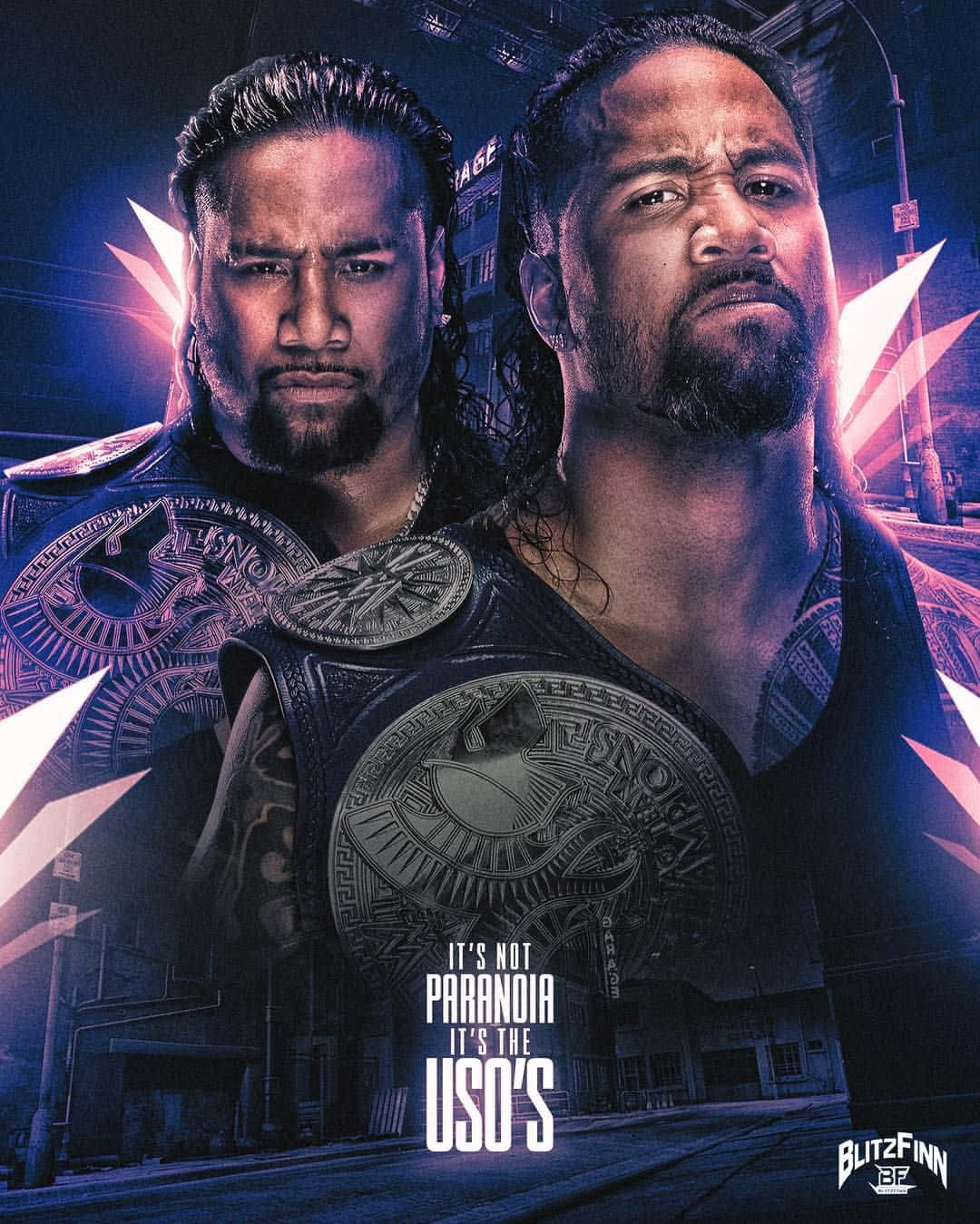 Dynamic Duo - Jey Uso And Jimmy Uso Posing For A Wrestling Poster Background