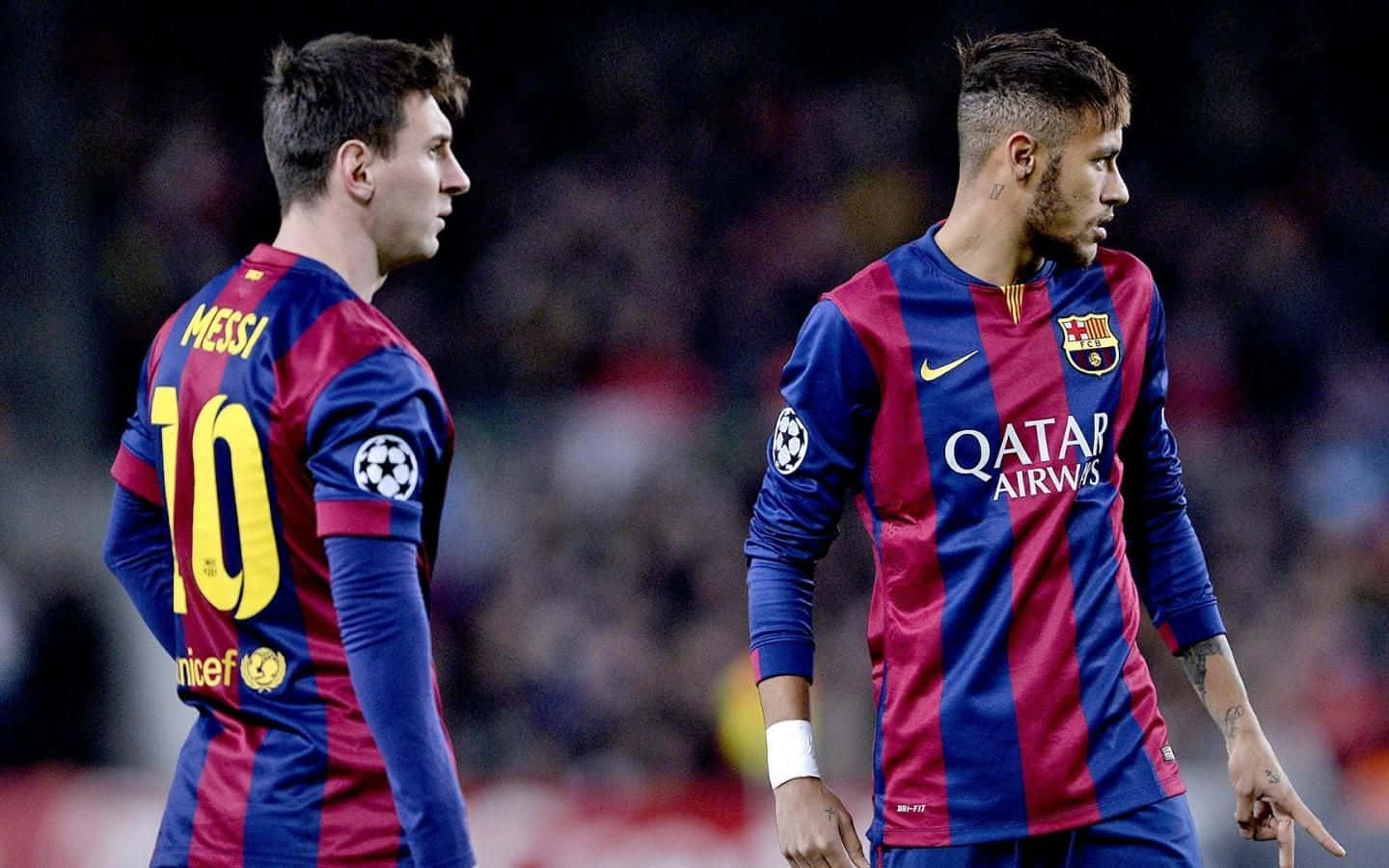 Dynamic Duo Messi And Neymar In Action Background