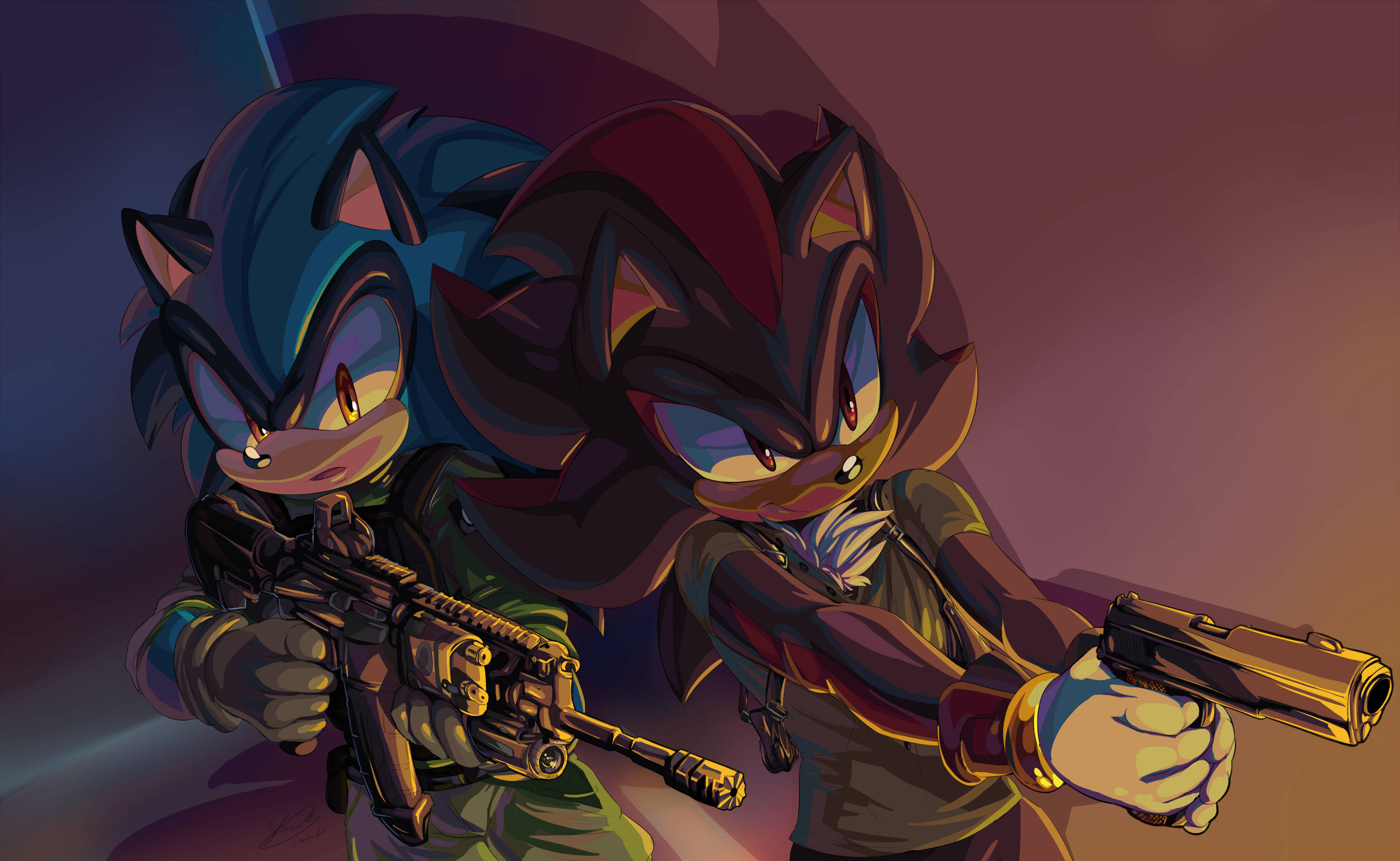 Dynamic Duo - Sonic And Shadow The Hedgehog Fanart Pfp Background