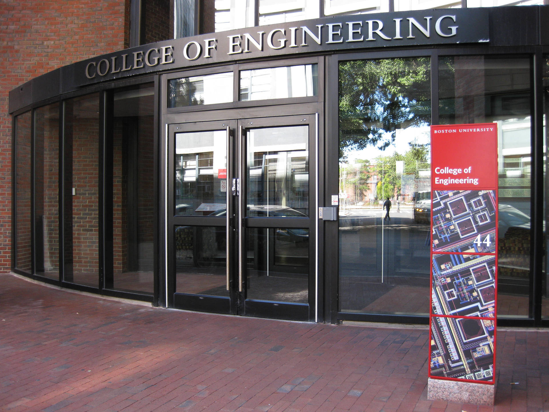 Dynamic Entrance View Of Boston University's Engineering Building Background