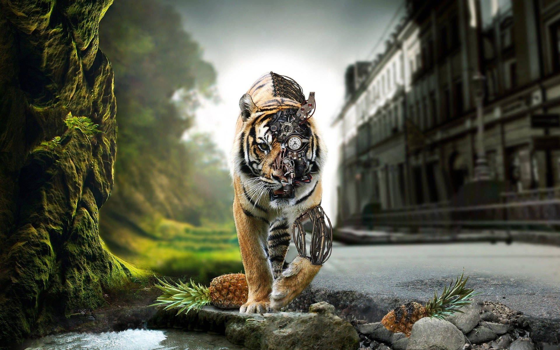 Dynamic High-res Image Of A Mechanical Tiger