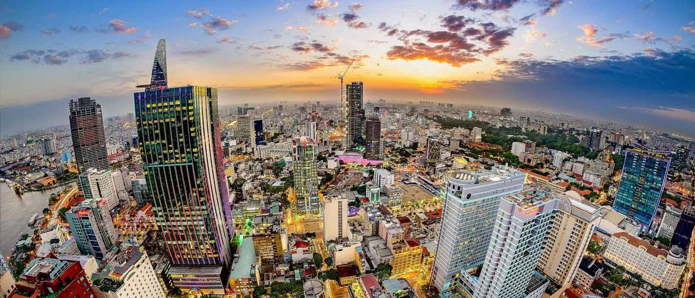 Dynamic Ho Chi Minh City Through A Fisheye Lens Background