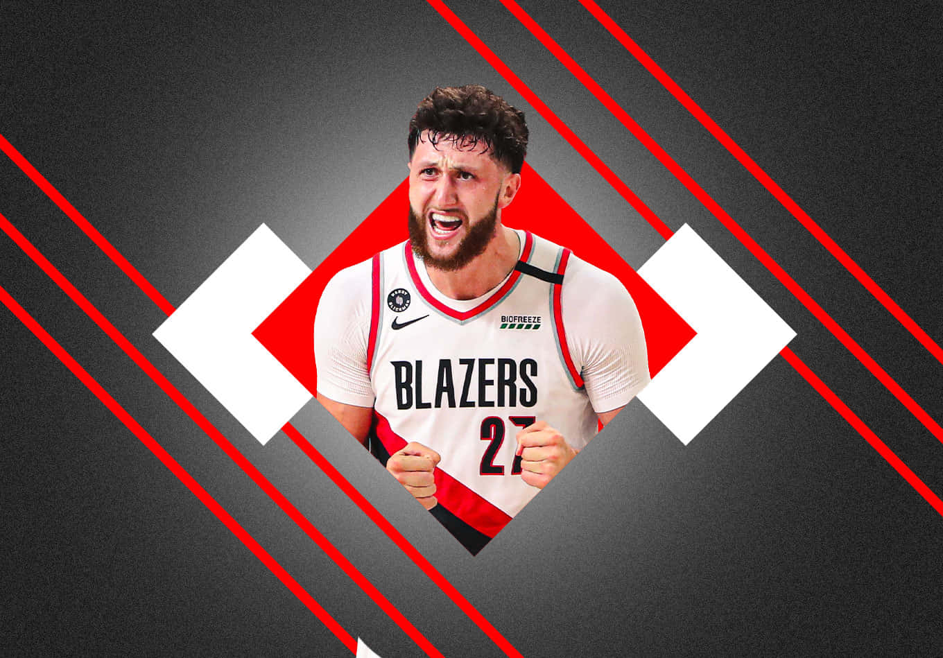 Dynamic Illustration Of Bosnian Basketball Star Jusuf Nurkic Background
