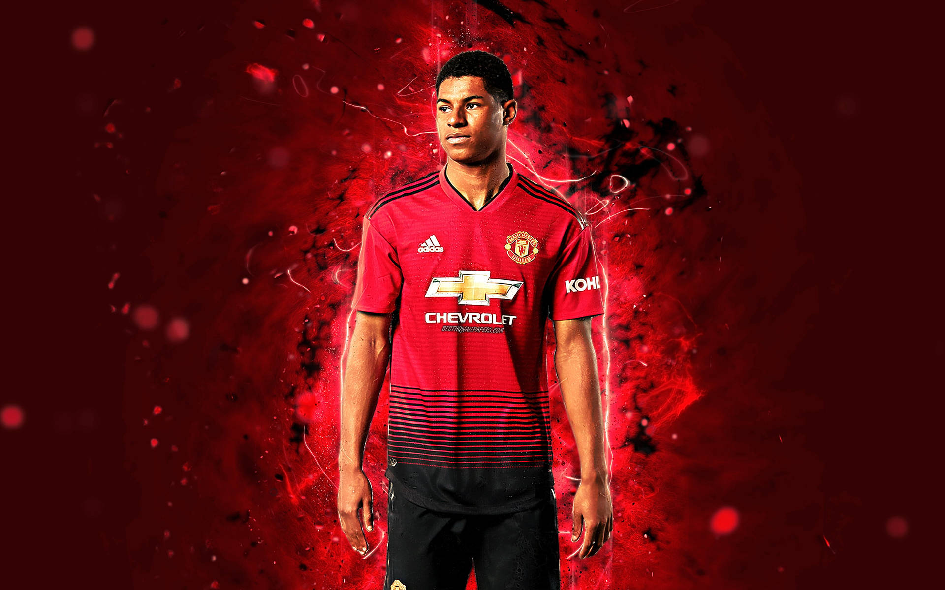 Dynamic Marcus Rashford In Action Background