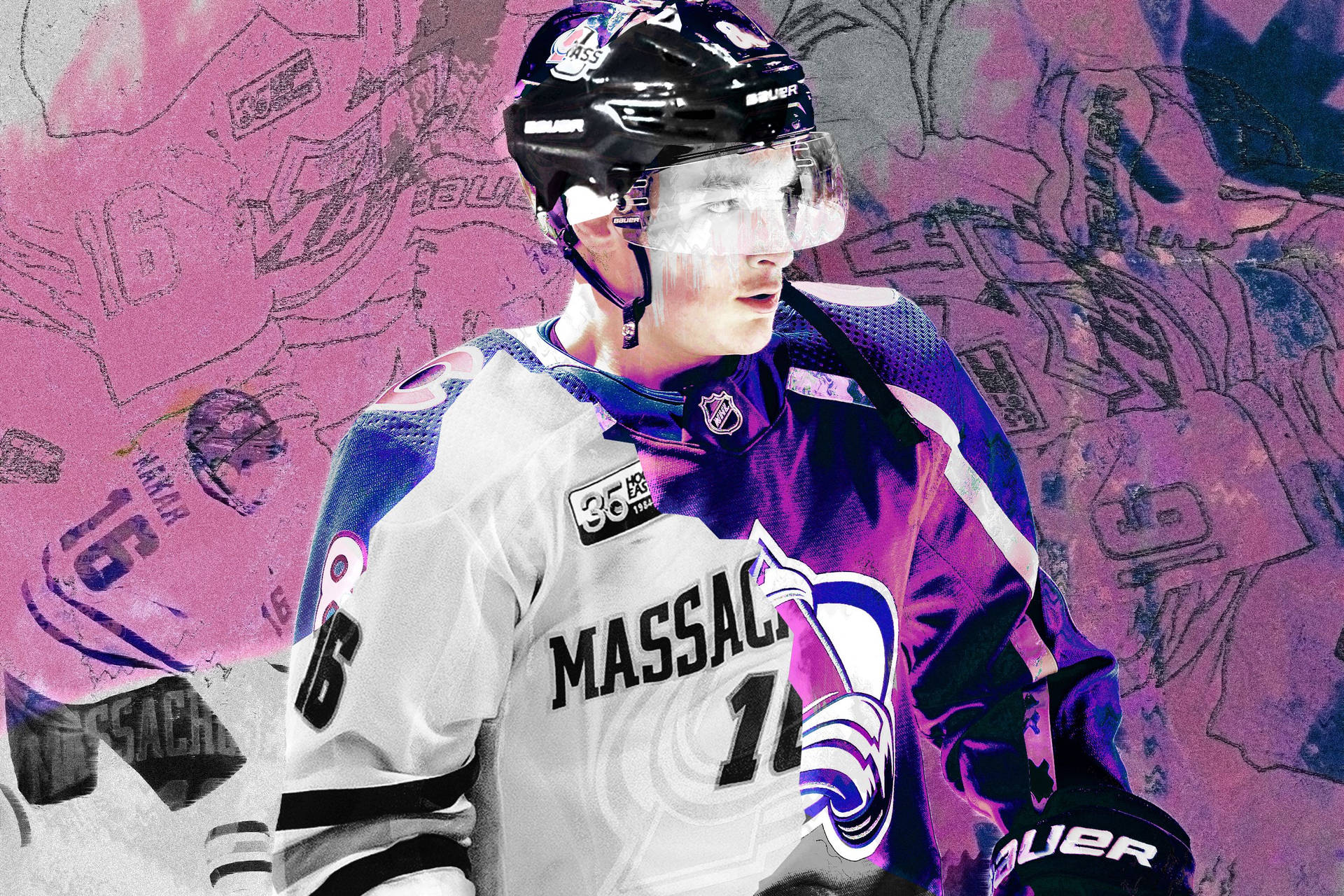 Dynamic Nhl Star - Cale Makar In Action Background