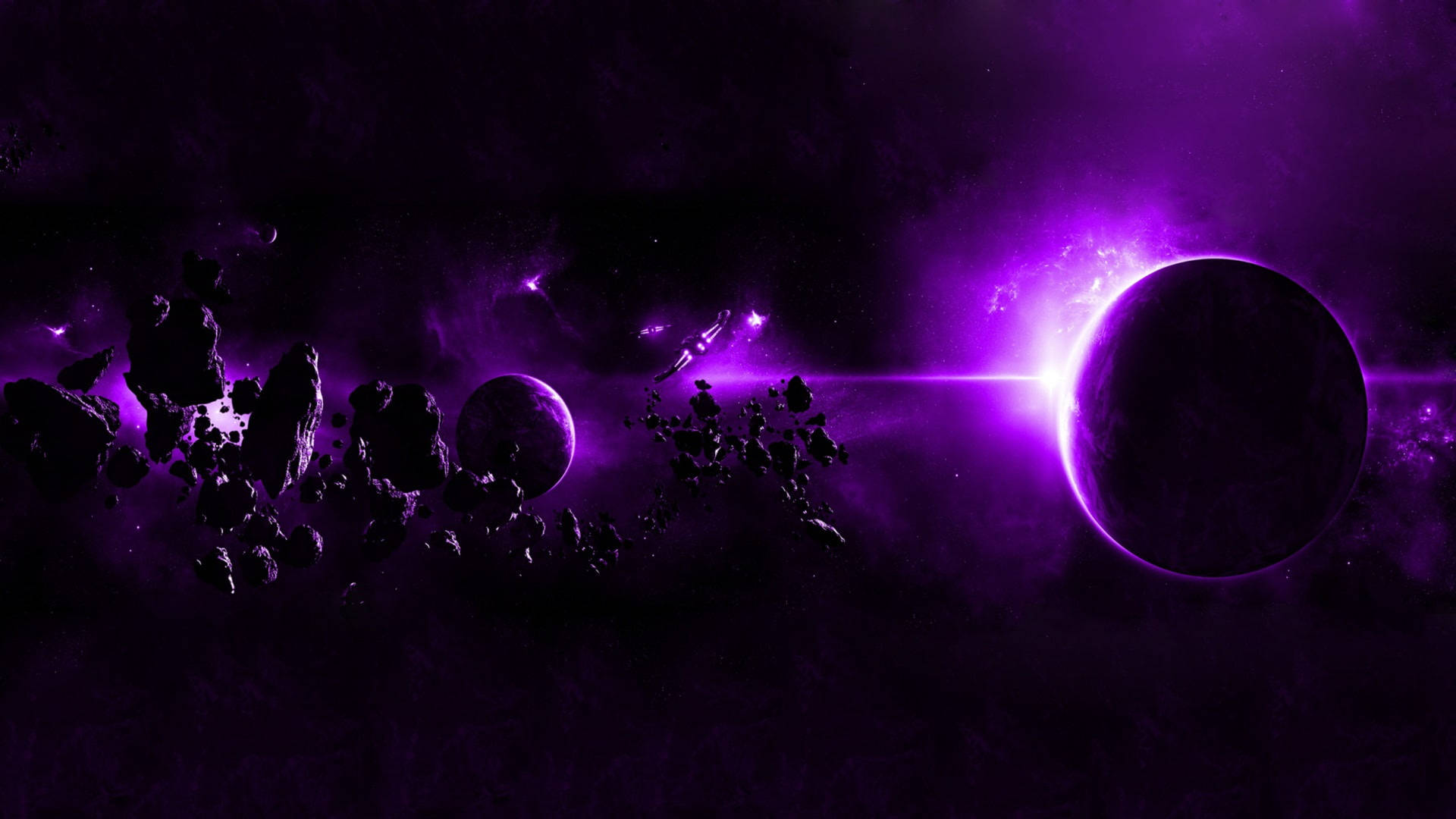 Dynamic Purple Space Planets Background