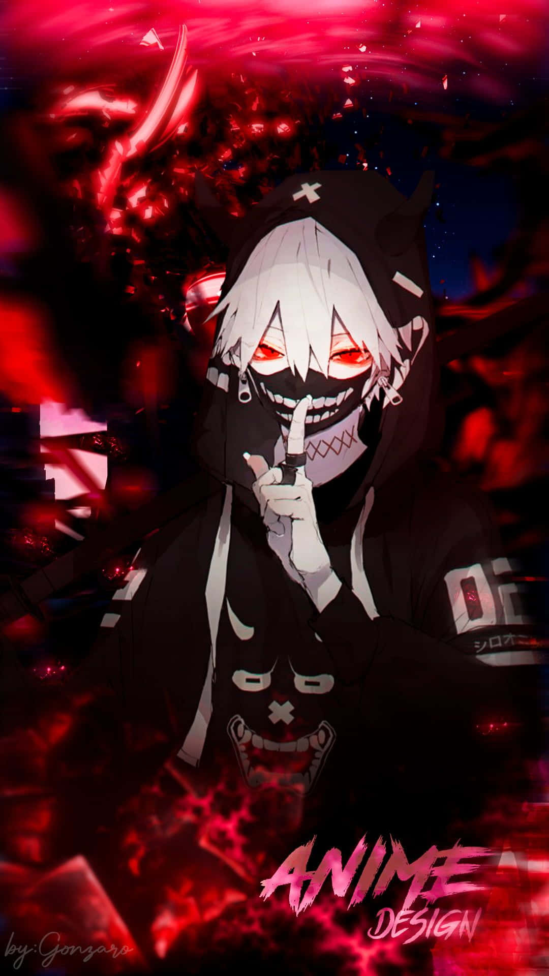 Dynamic Red And Black Anime Character Background