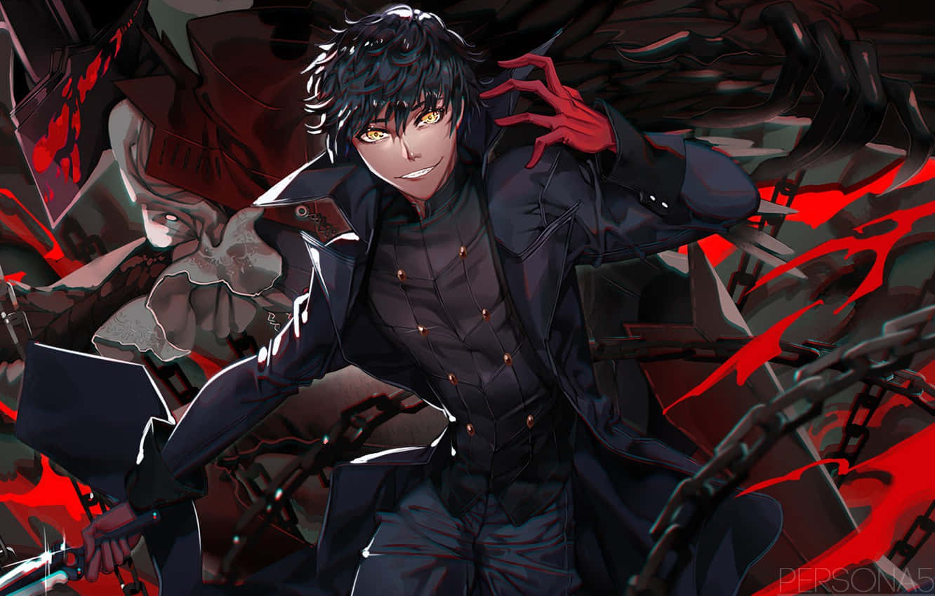 Dynamic Red And Black Anime Illustration