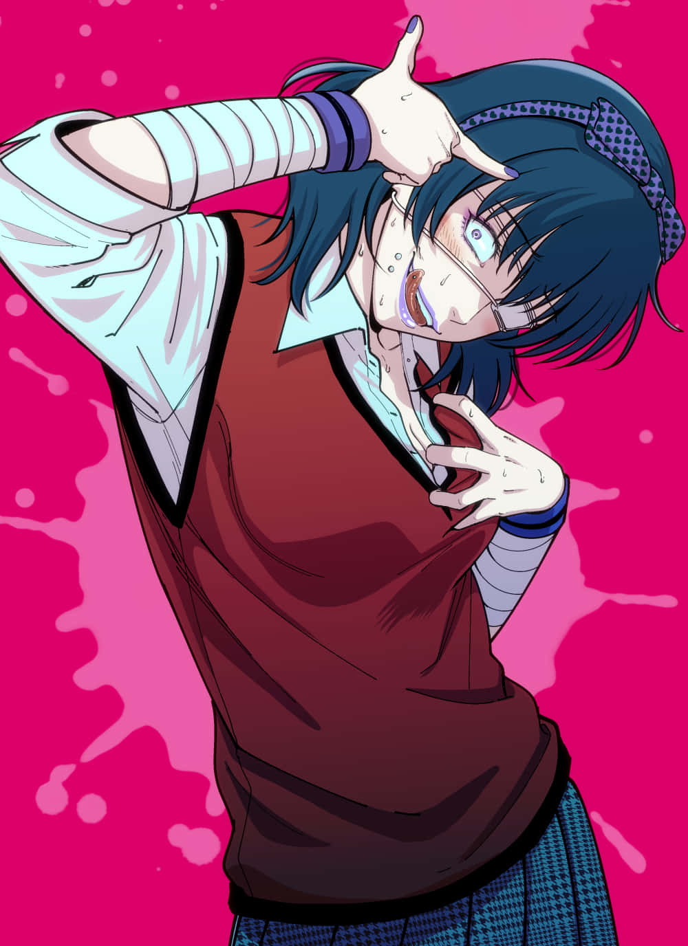 Dynamic Shot Of Midari Ikishima In Intense Action Background