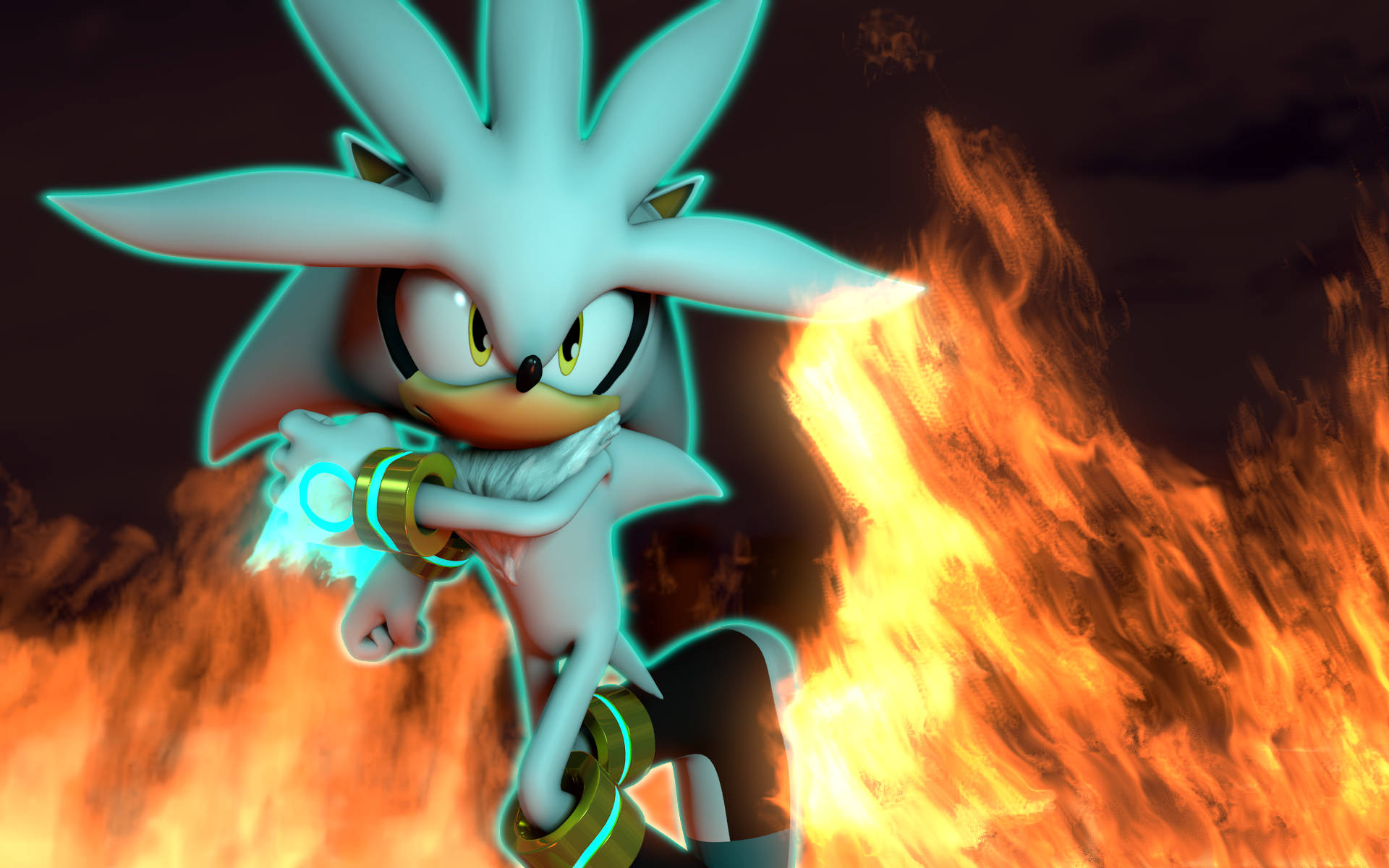 Dynamic Silver The Hedgehog In Action Background