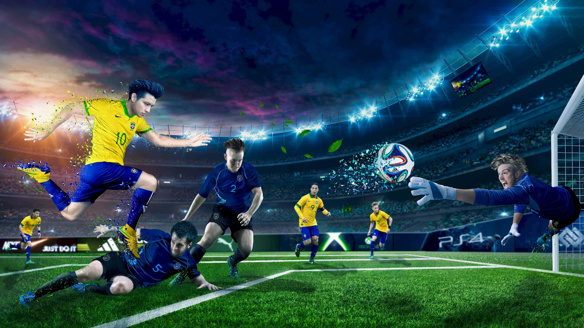 Dynamic Soccer Action Stadium Background