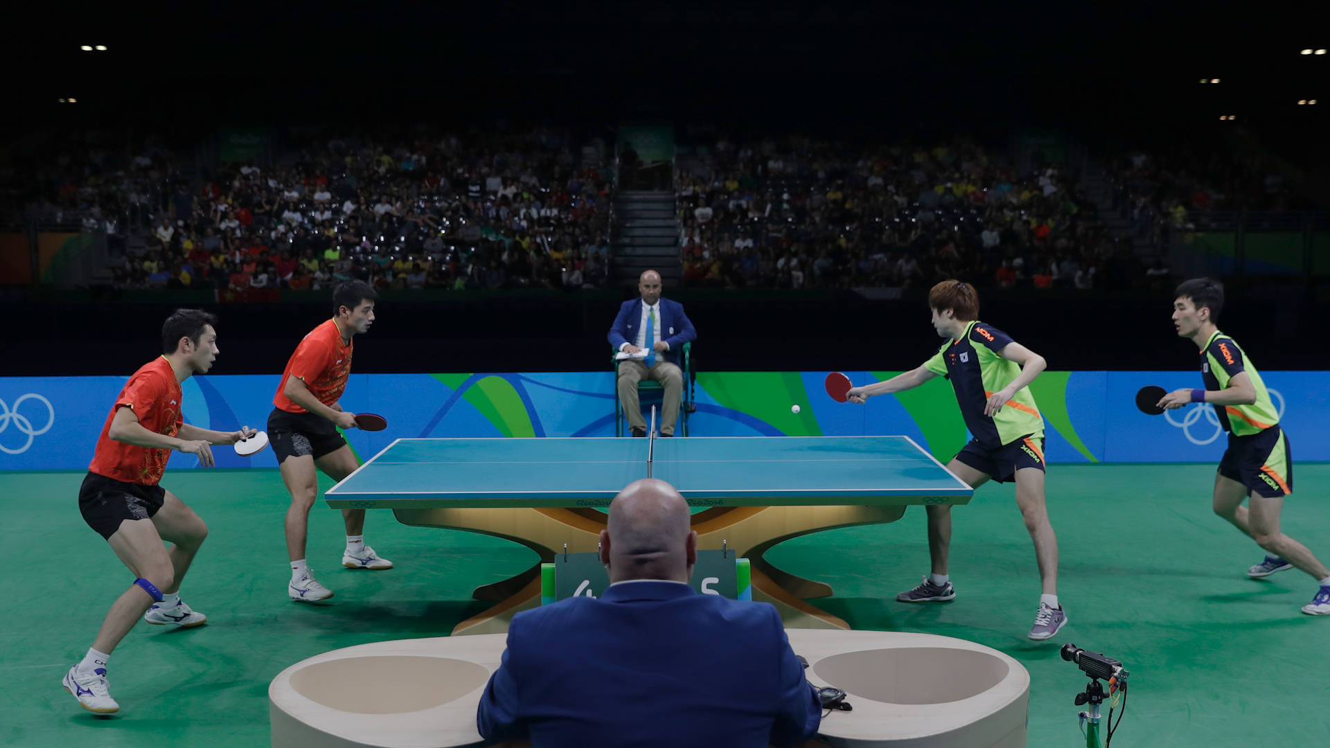 Dynamic Table Tennis Duel Background