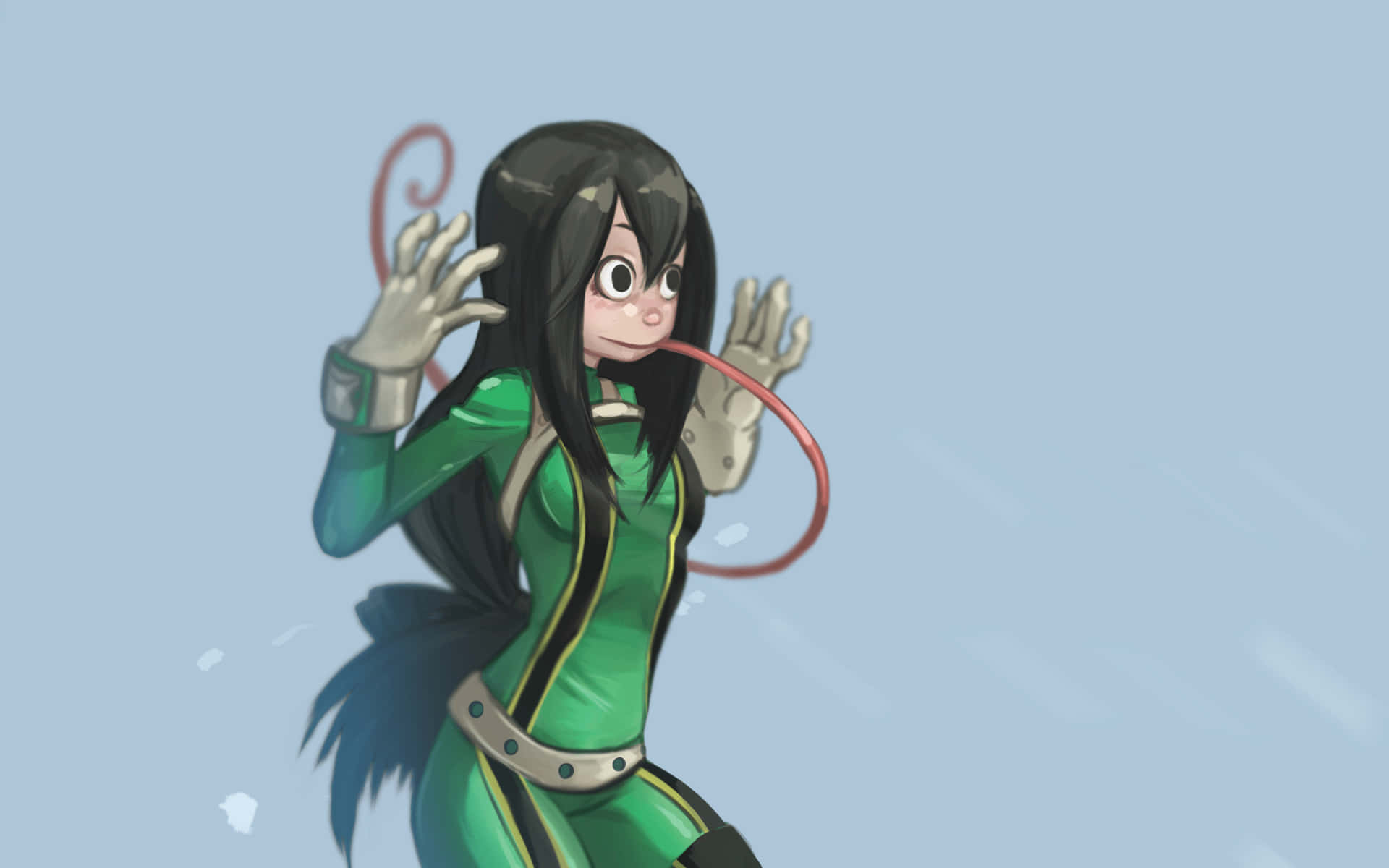 Dynamic Tsuyu Asui In Action Background