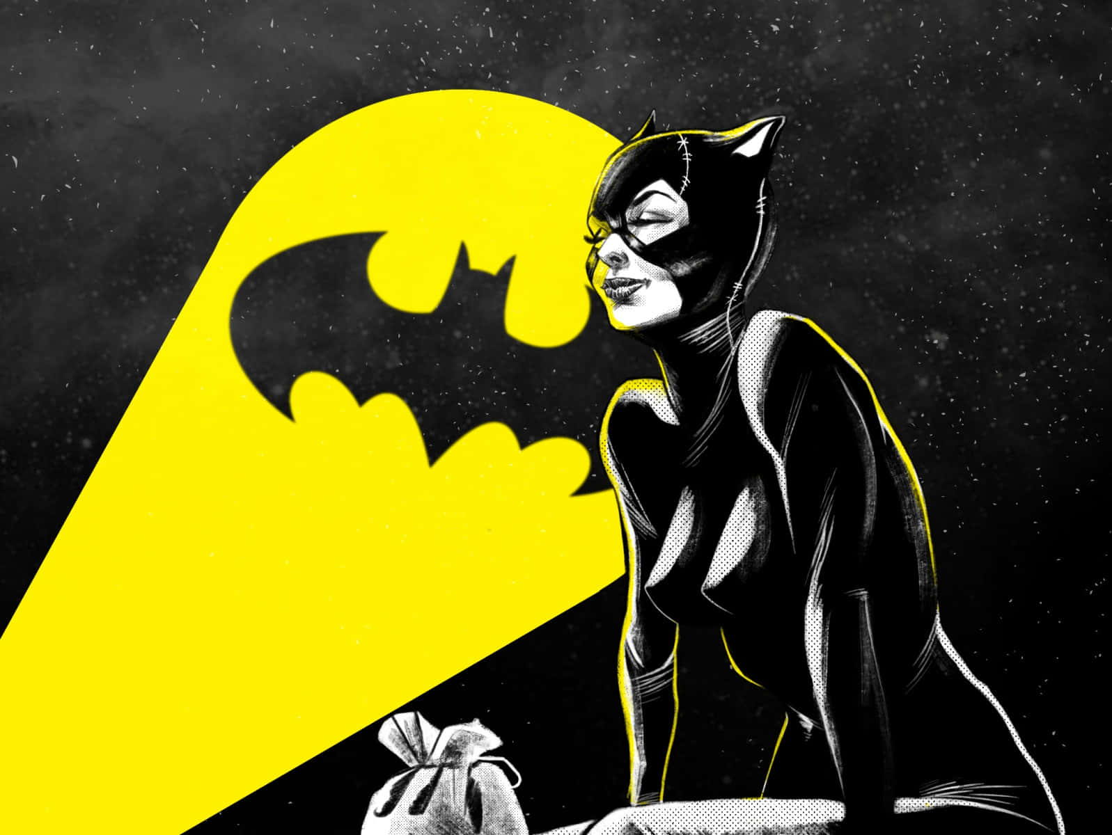 Eager Catwoman Superhero Background