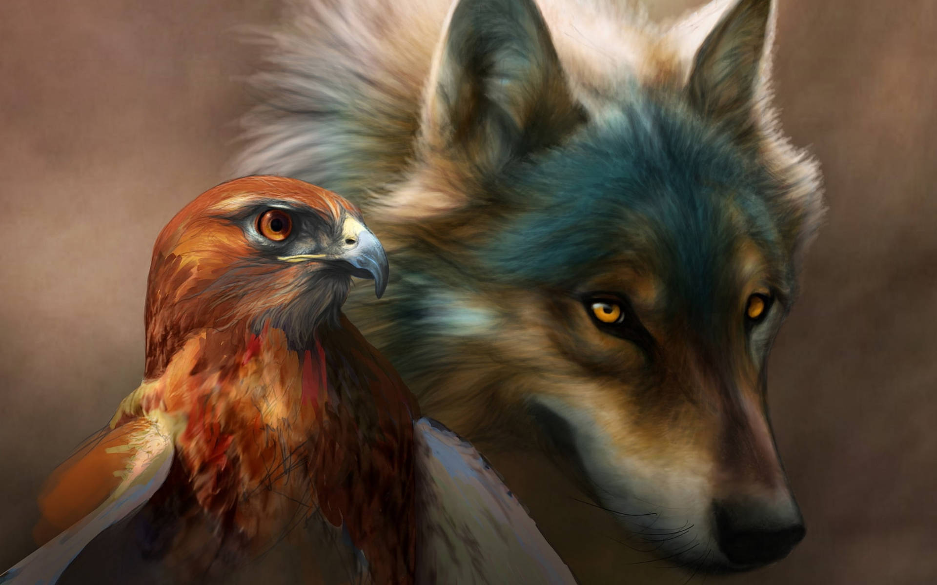 Eagle And Wolf Desktop Background