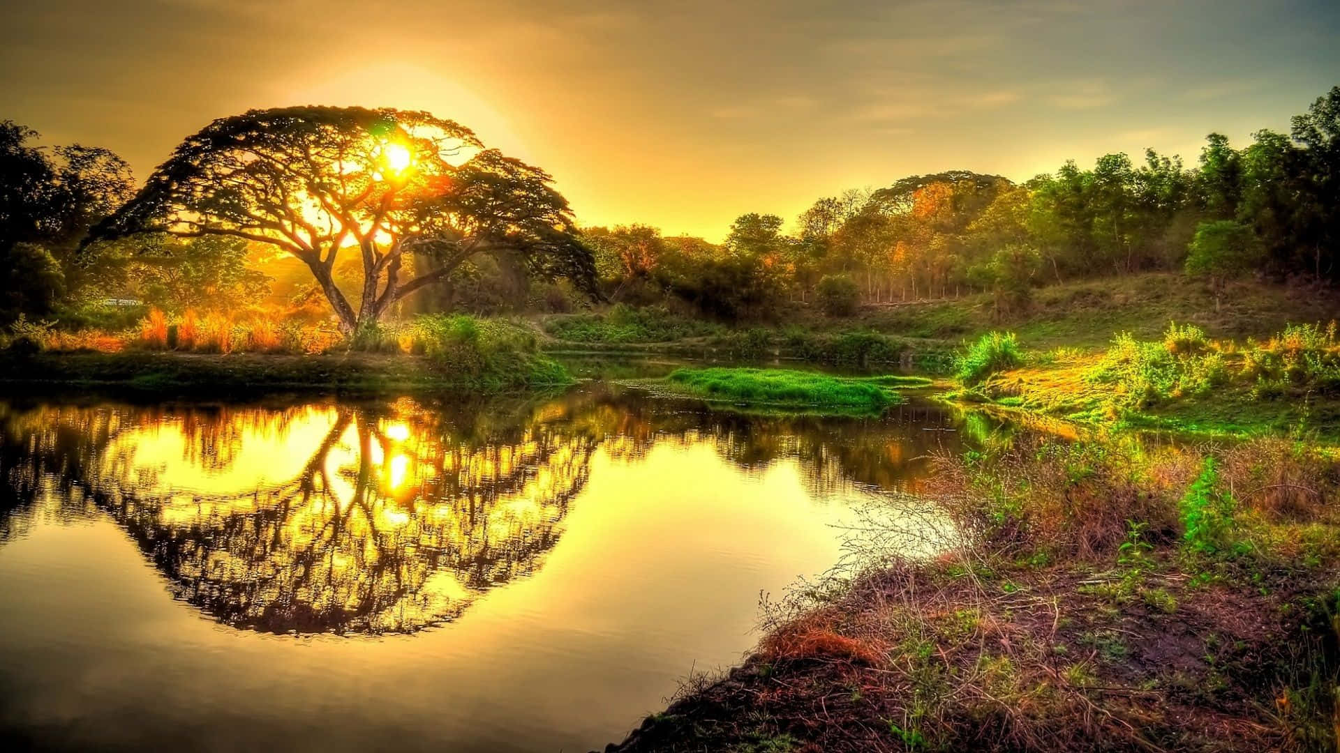 Early Morning View Of A City Skyline At Sunrise