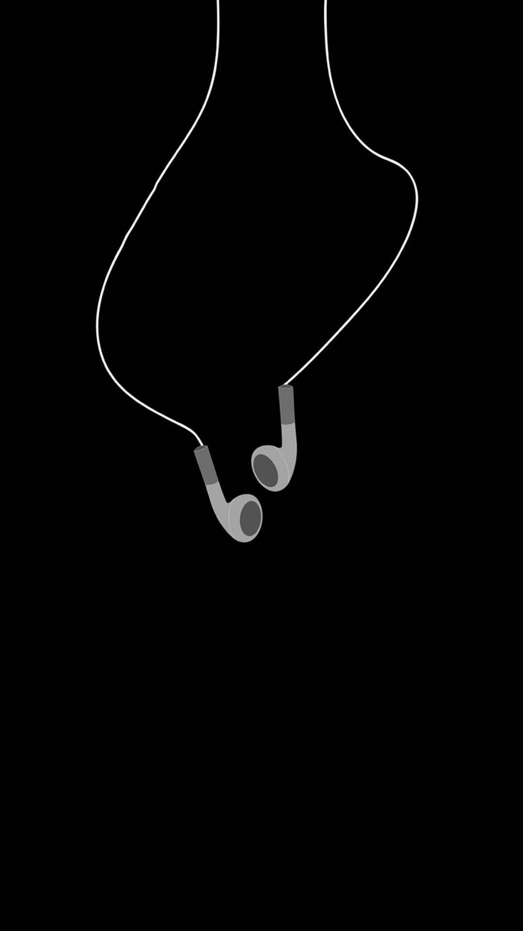 Earphones In Black Apple Iphone Background