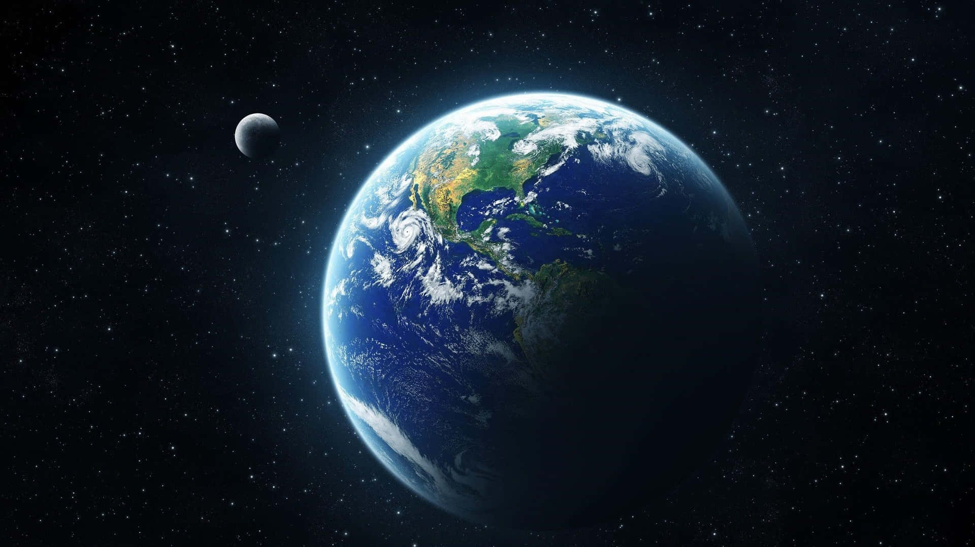 Earth And Moon In Space Background