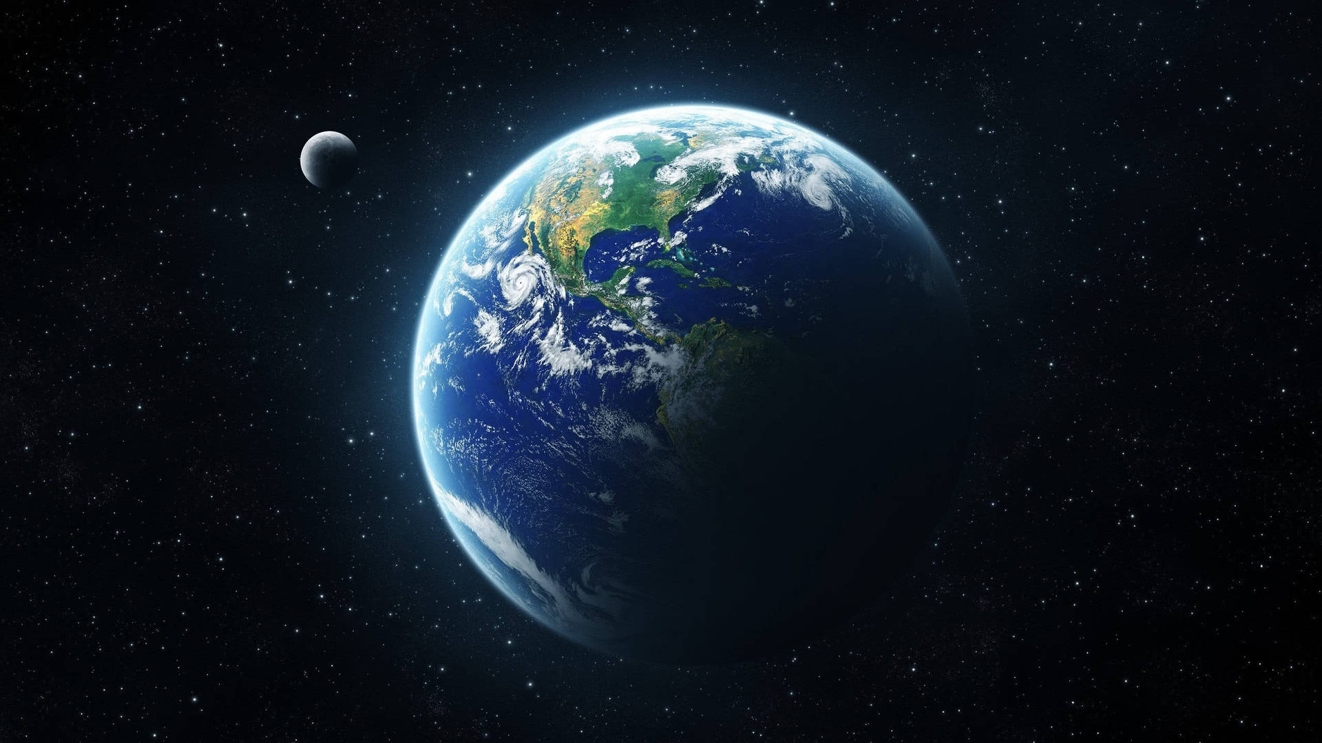 Earth And Moon In Space Background