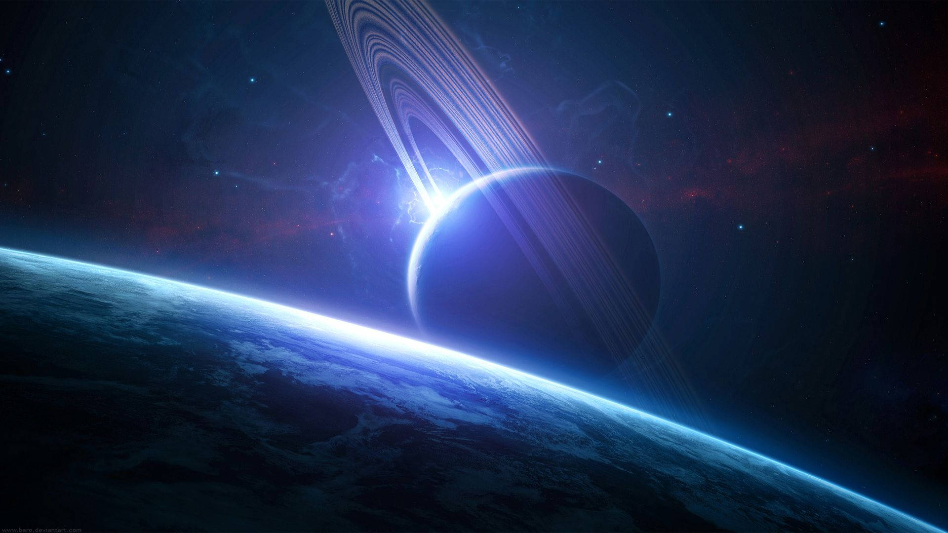 Earth And Saturn 1920x1080 Hd Space Background