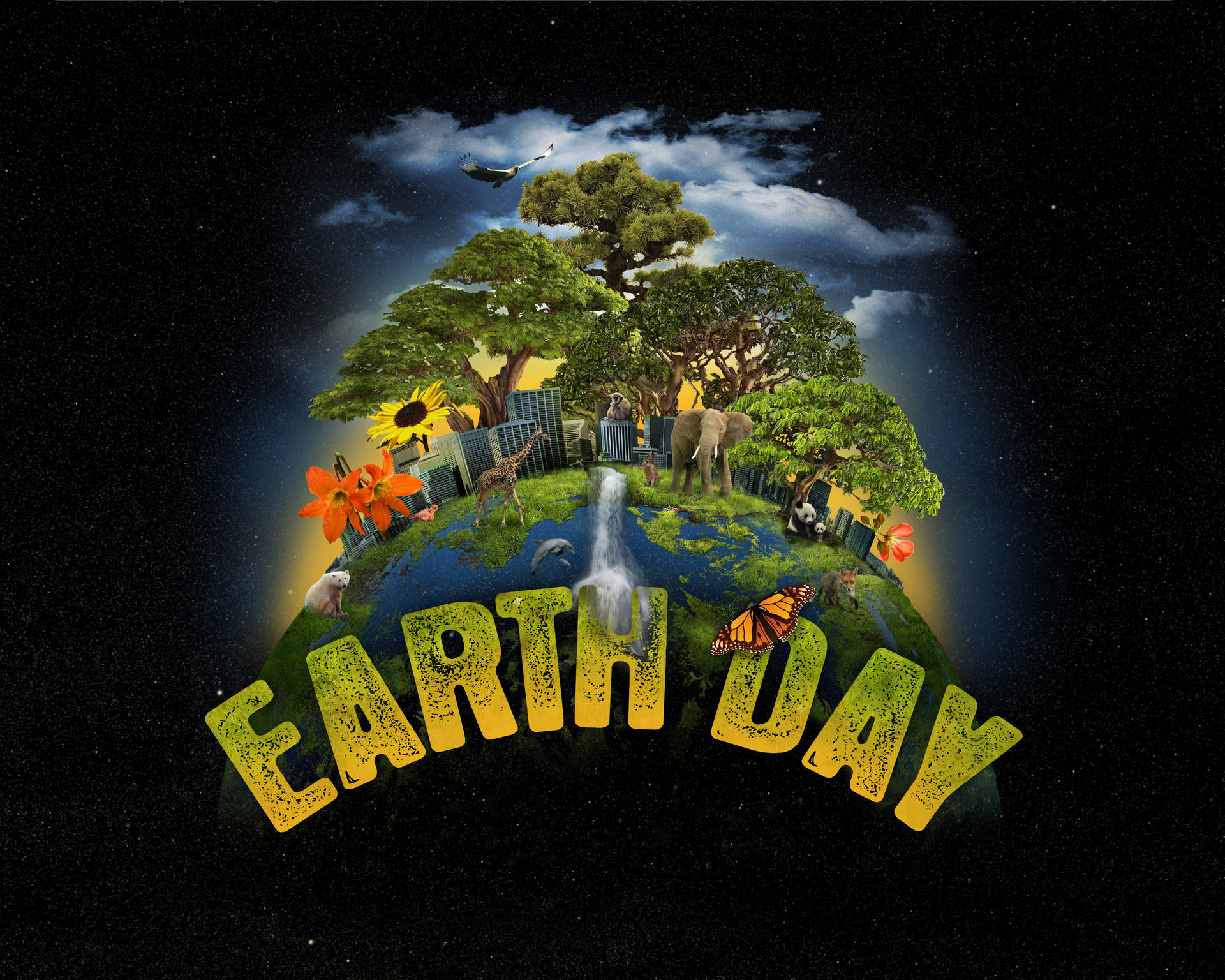 Earth Day Word Art Background