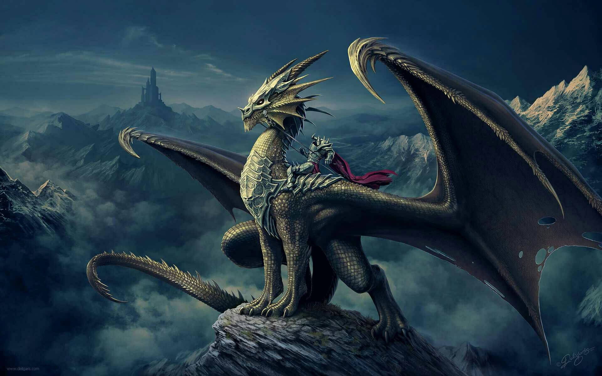 Earth Dragon On A Cliff Background