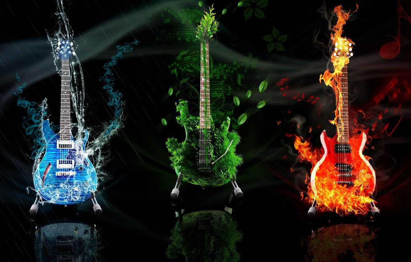 Earth Element Electric Guitar Art Background