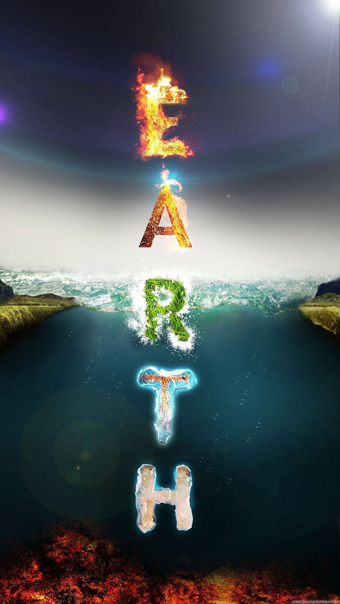 Earth Element Text Ocean Background