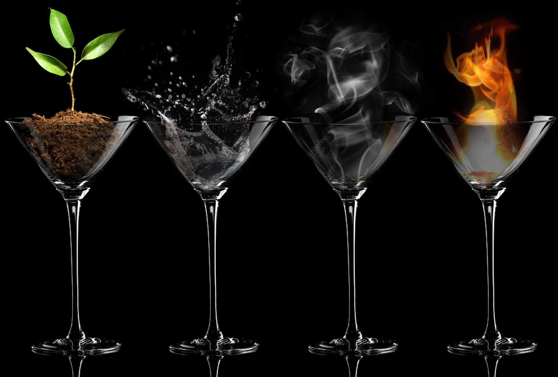 Earth Elements In A Glass Background