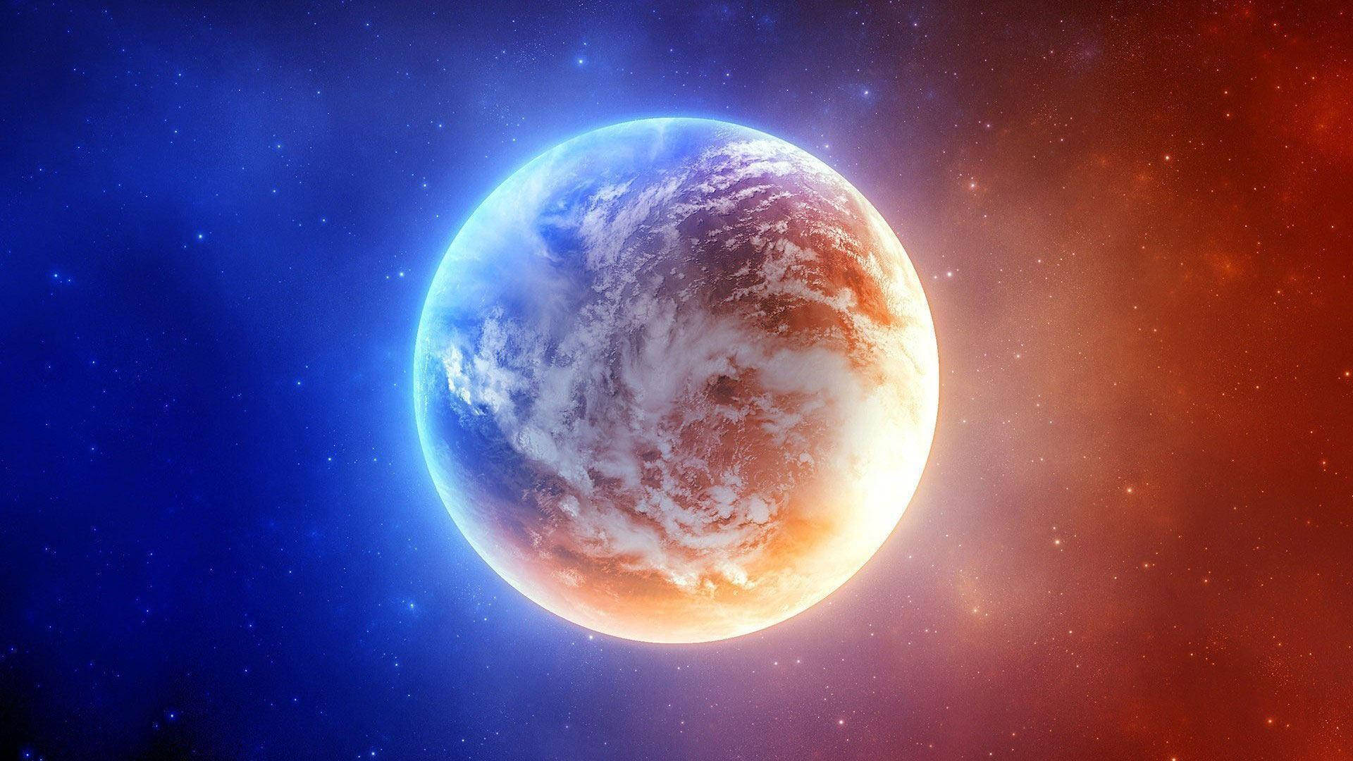Earth In Fire And Ice Space Background