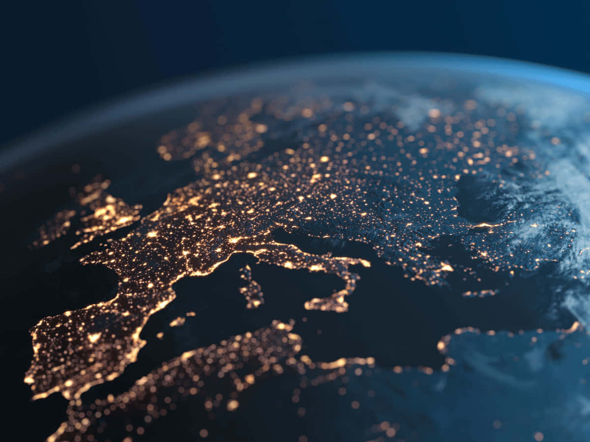 Earth Night Lights Europe Asia Background