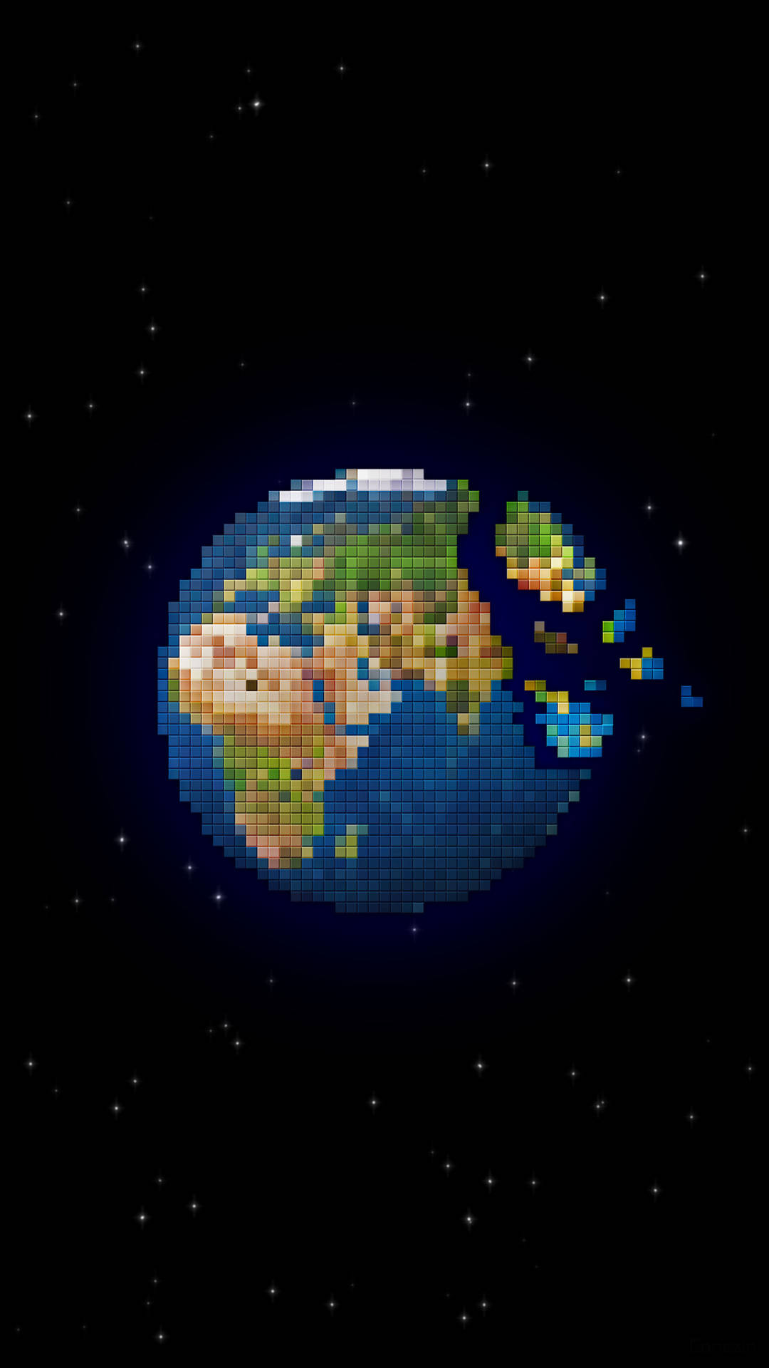 Earth Pixel Art Space Phone Background