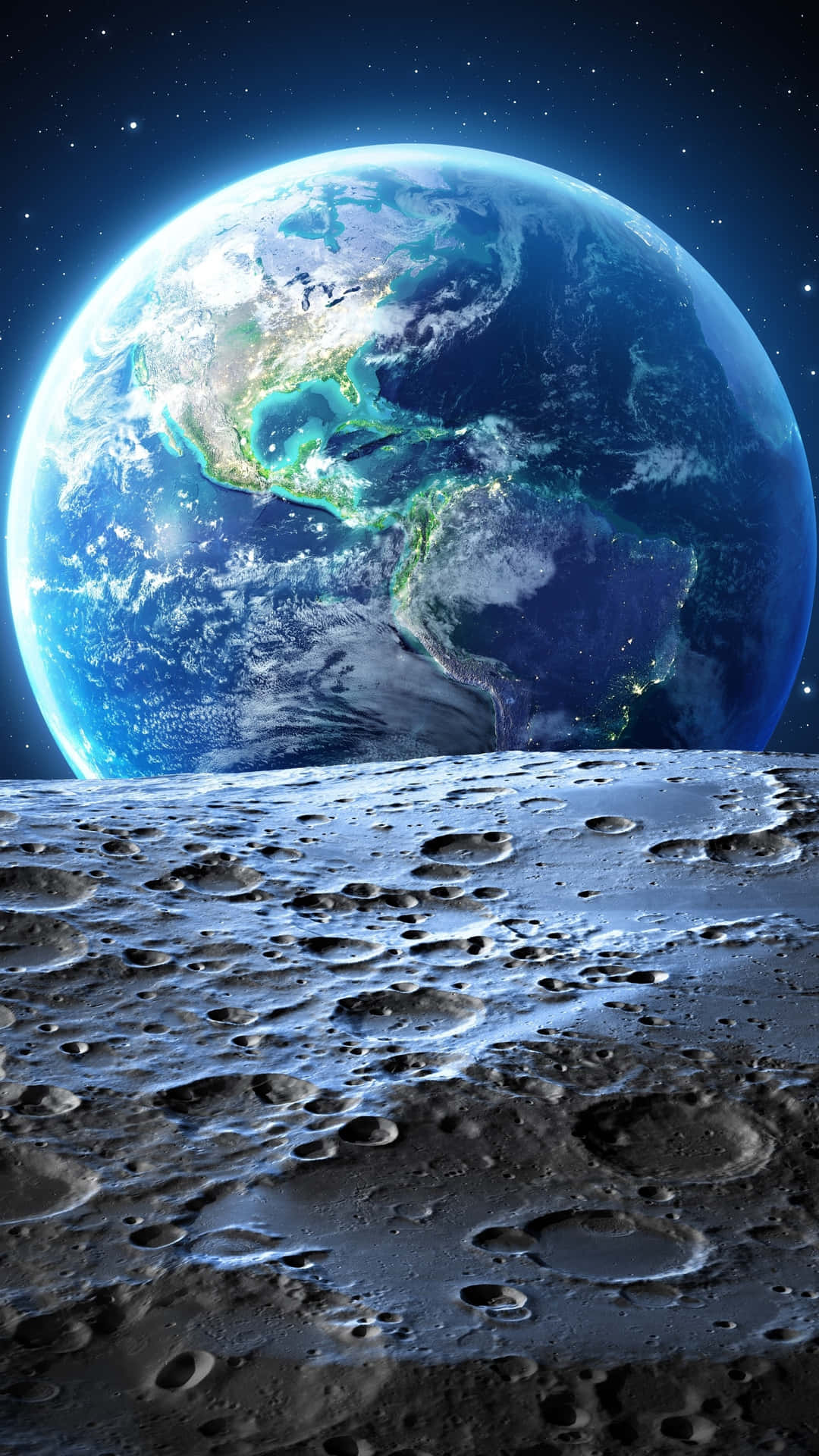 Earth View From Moon Surface Background