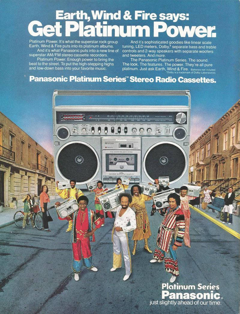 Earth, Wind And Fire Boom Box Advertise Background