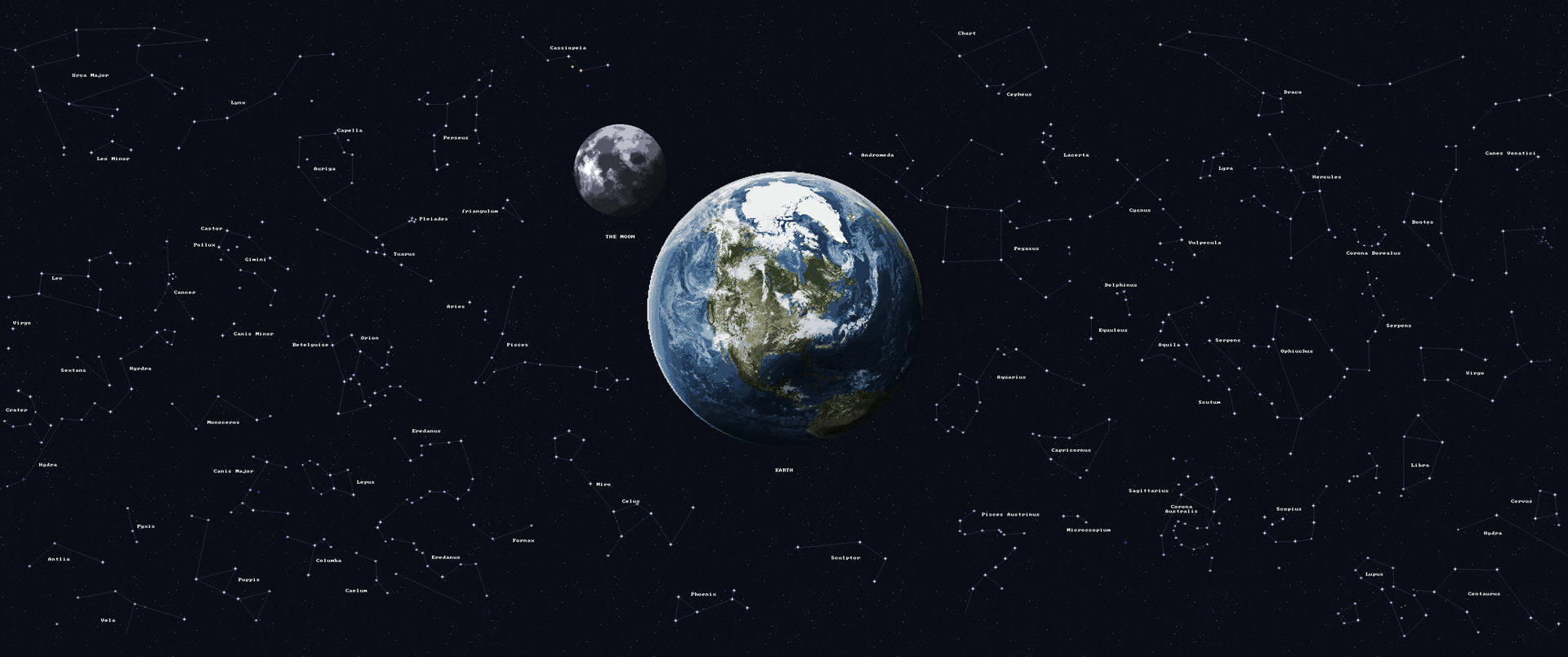 Earth With Constellations Background