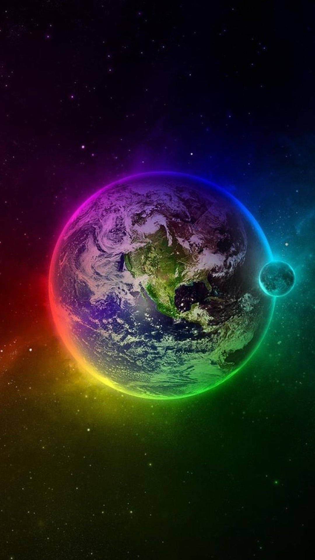 Earth With Neon Lights Amazing Phone Background