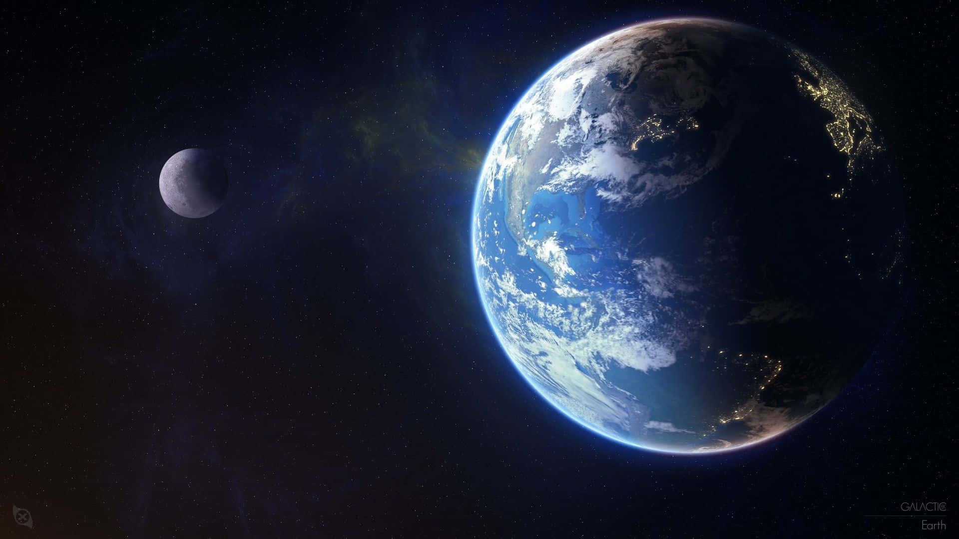 Earthand Moon Seen From Space Background