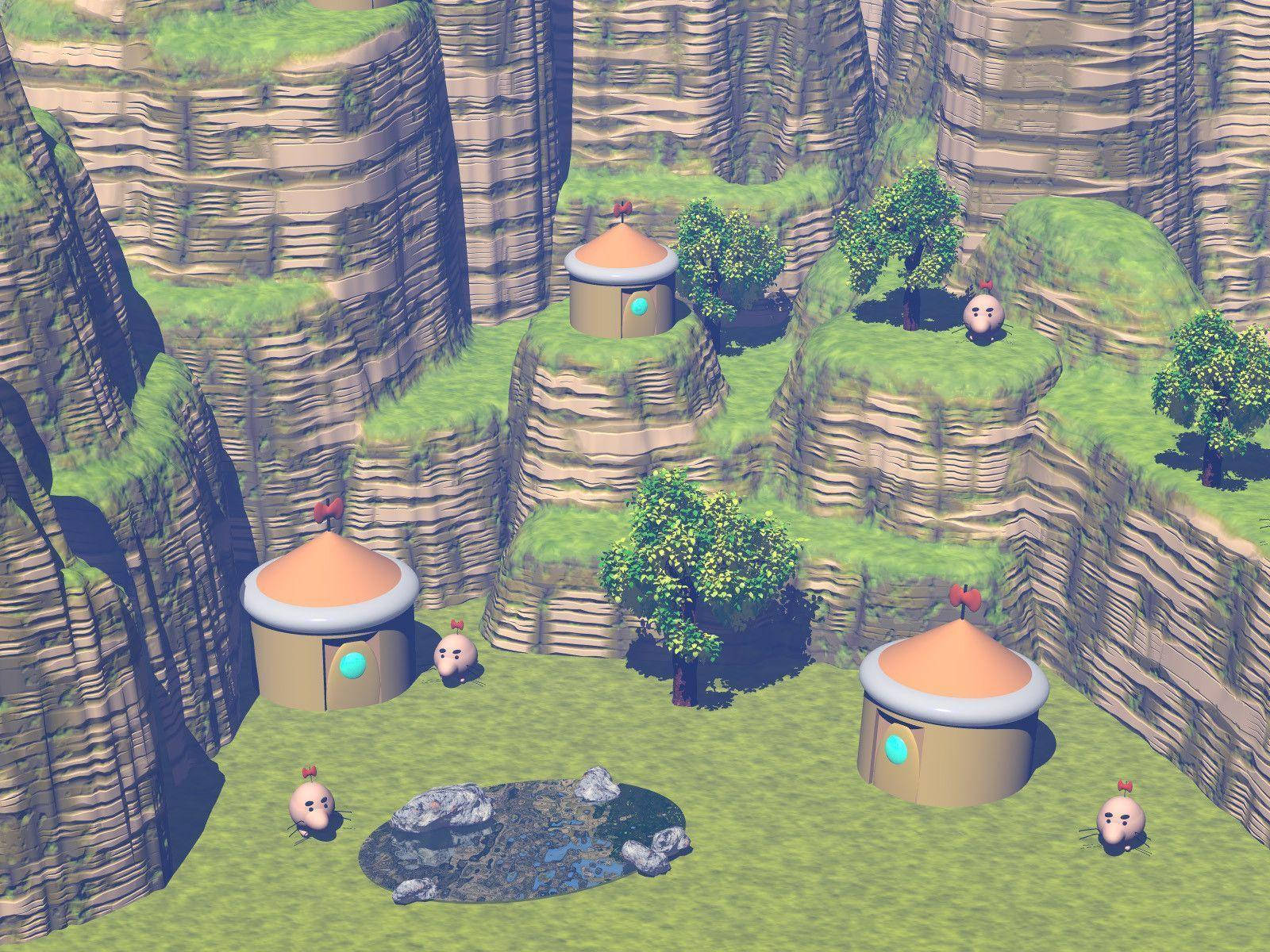 Earthbound 3d Village In Day Time Background