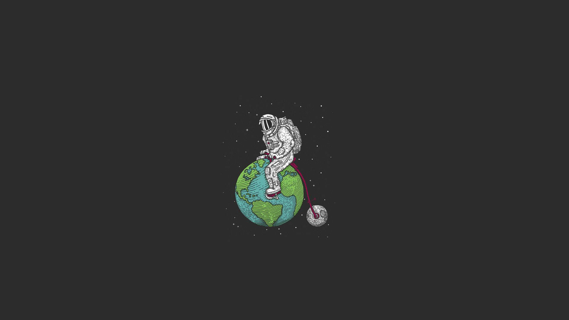 Earthbound Astronaut In Gray Fan Art Background