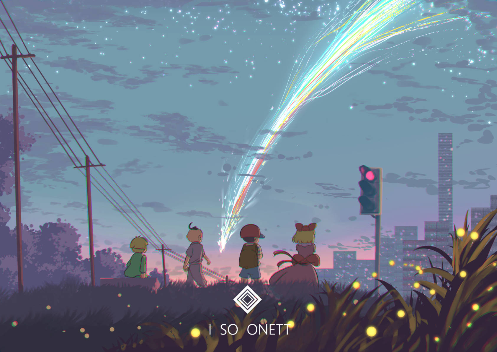 Earthbound Falling Comet In The City Background