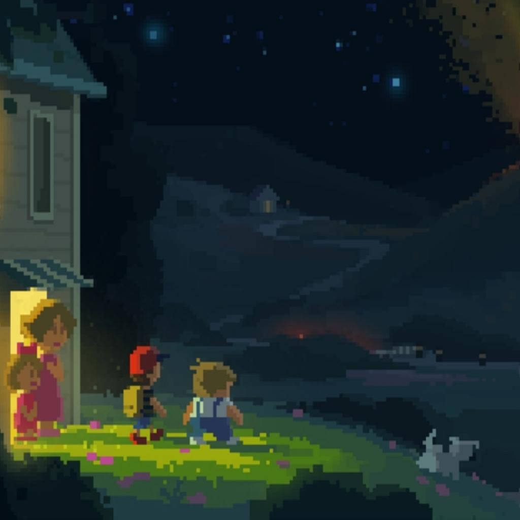 Earthbound Outside The House At Night Background