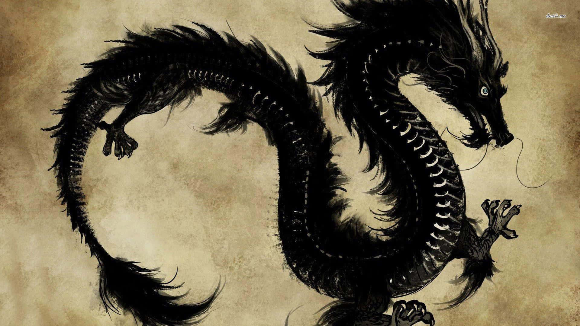 East Asian Black Dragon Background