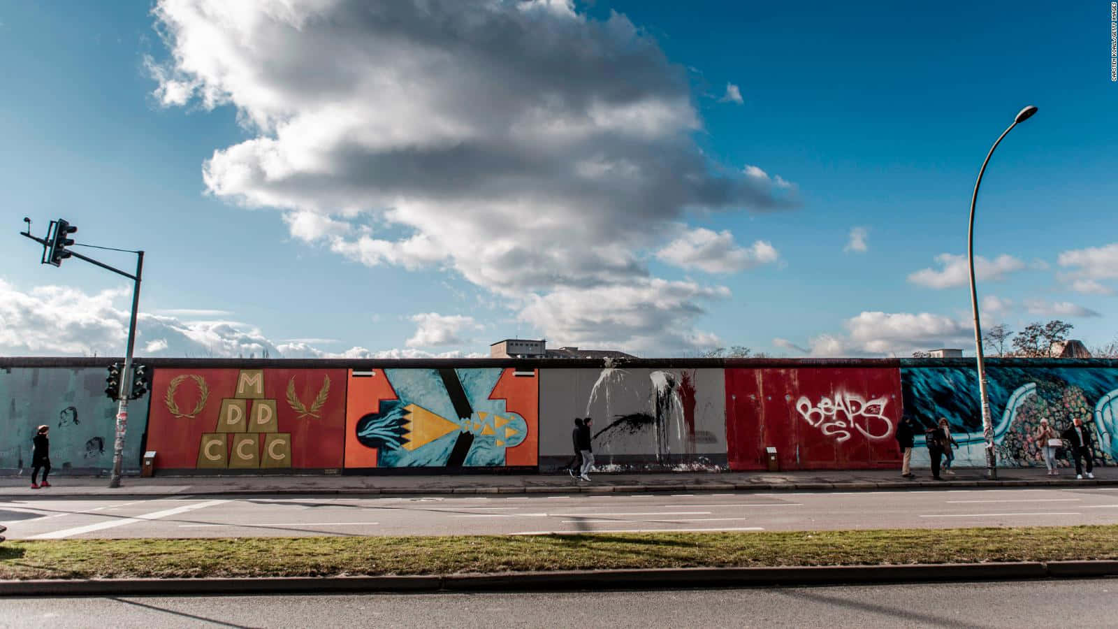 East Side Gallery In Berlin Wall Background
